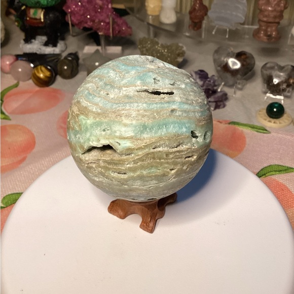Blue Aragonite crystal sphere - Picture 4 of 5